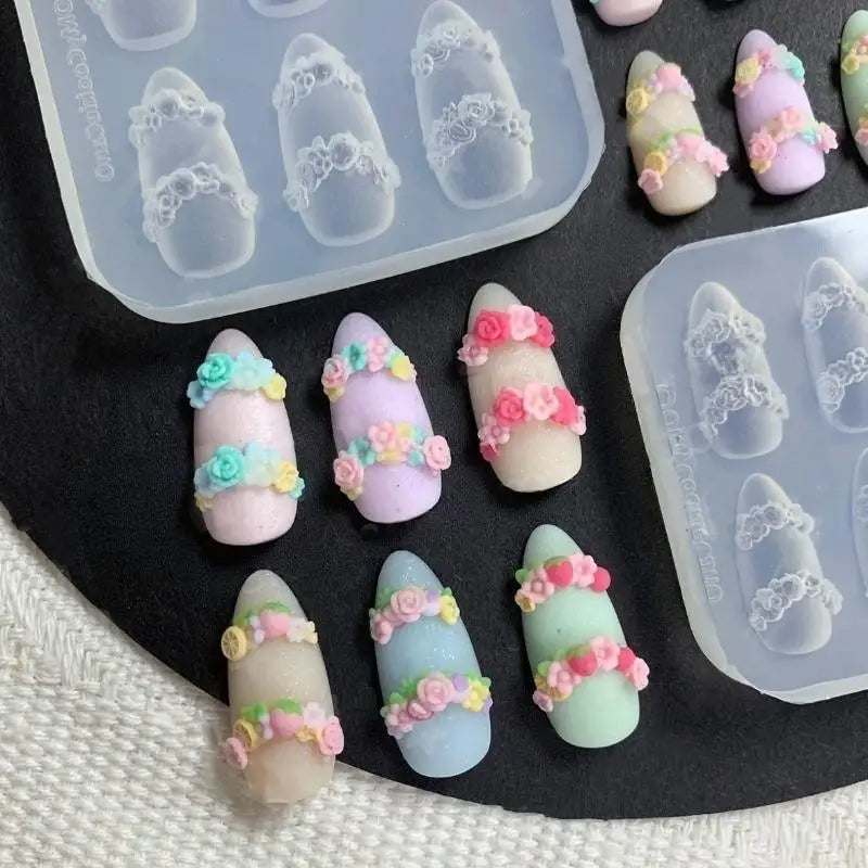 3D Silicone Nail Art Mold – Flower Butterfly Clover Design Nail Art Mold Axl