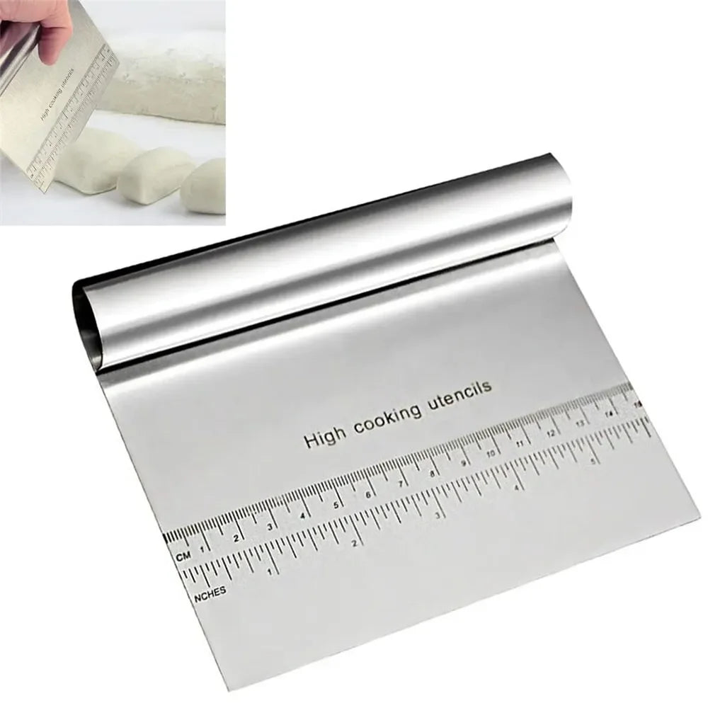 Stainless Steel Dough Scraper & Pizza Cutter with Measuring Scale Dough Pastry Scraper Axl