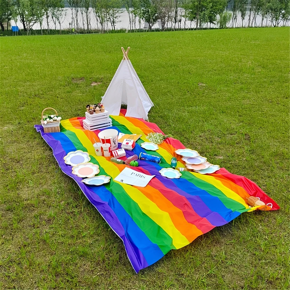 Rainbow Stripe Disposable Tablecloth – Thick Durable PVC Cover Disposable Tablecloth Axl