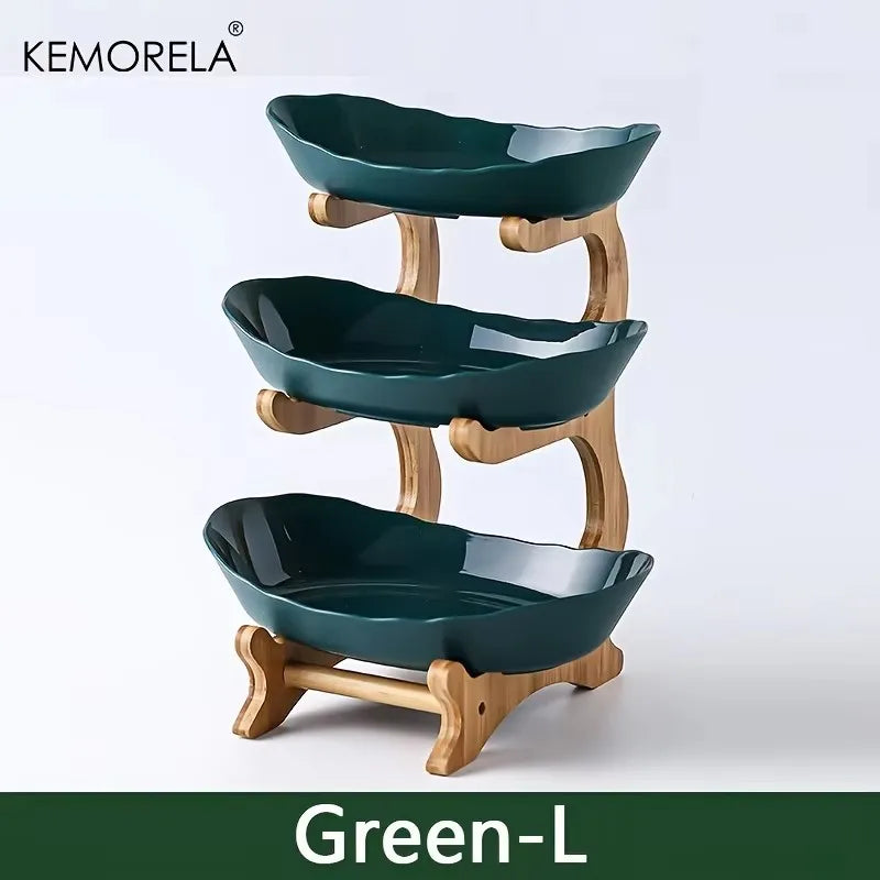 2/3 Layer Fruit Plate – Modern Plastic Tiered Snack Dish Stand Tiered Serving Stand Axl Green L