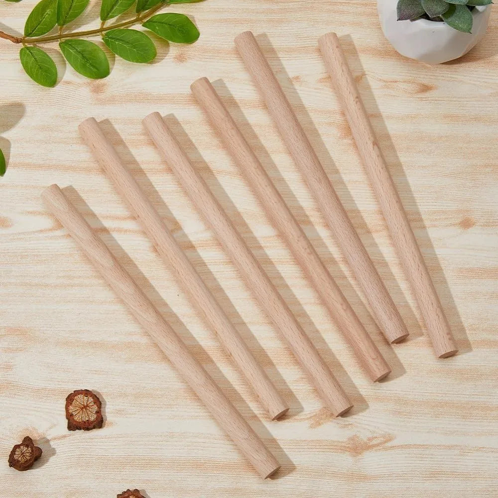 12 Pcs Unfinished Beech Wood Dowel Rods for DIY Crafts Wood Dowel Rods Axl