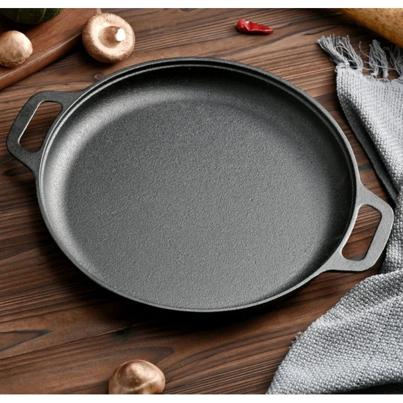 Cast Iron Non-Stick Skillet 28cm – Multipurpose Flat Frying Pan Cast Iron Skillet Axl