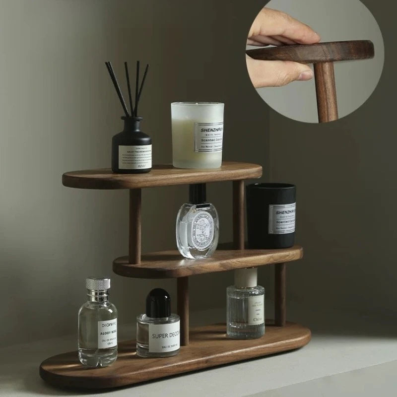 Walnut Wood 3-Tier Desktop Storage Rack | Modern Organizer Desktop Storage Rack Axl