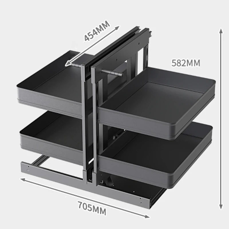 Corner Pull-Out Basket – Double Layer Space Aluminum Kitchen Rack Corner Cabinet Basket Axl 500 Cabinet Door