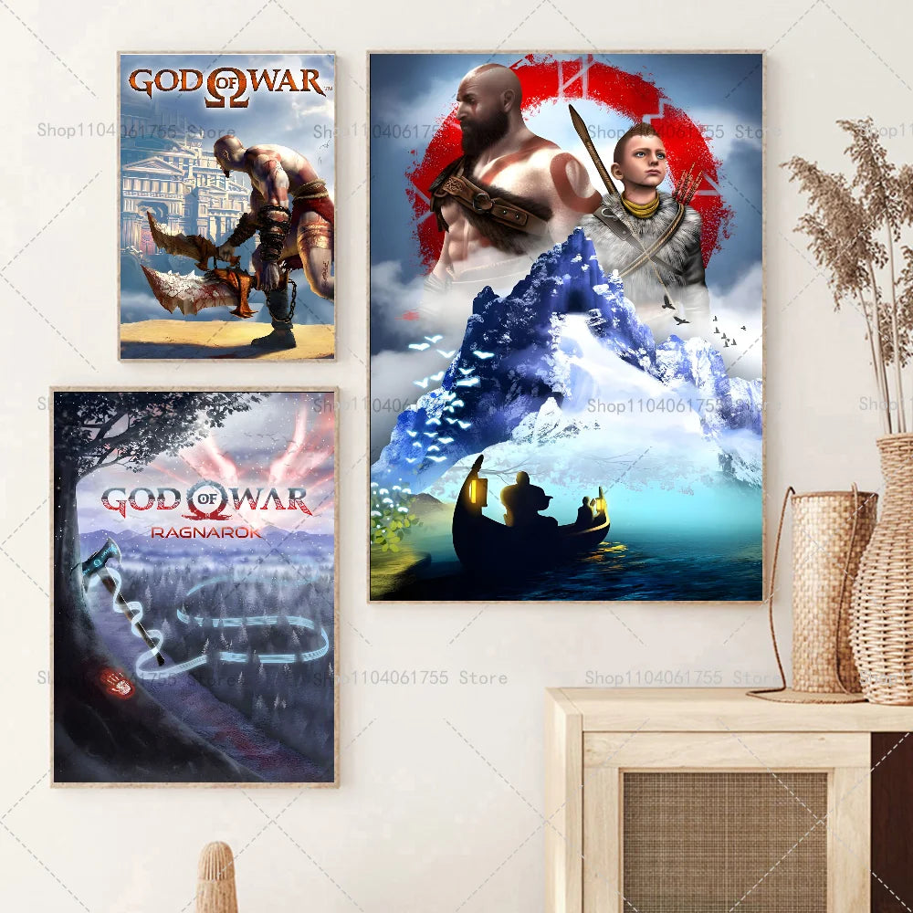 God of War Ragnarok Wall Poster | Self-Adhesive Waterproof Sticker Wall Art Poster Axl