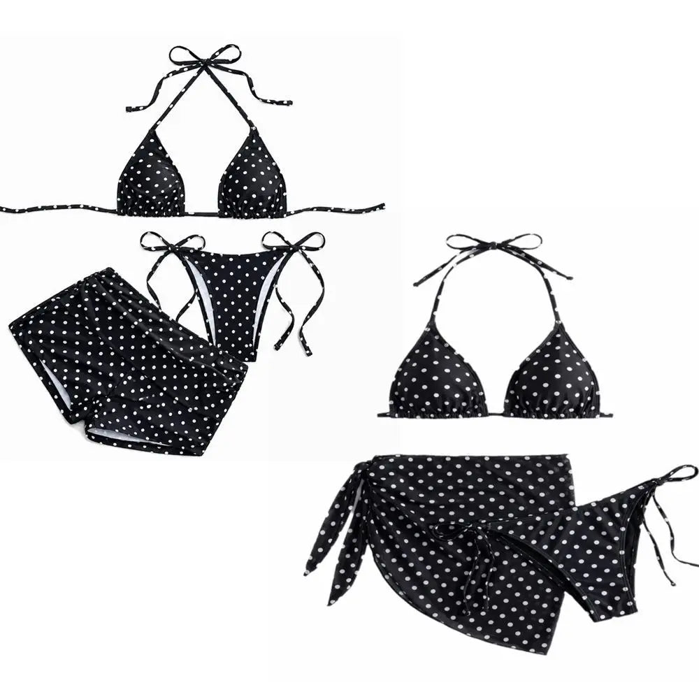 Women's 3-Piece Halter Bikini Set – Deep V Lace-Up Swimsuit 3-Piece Bikini Set Axl