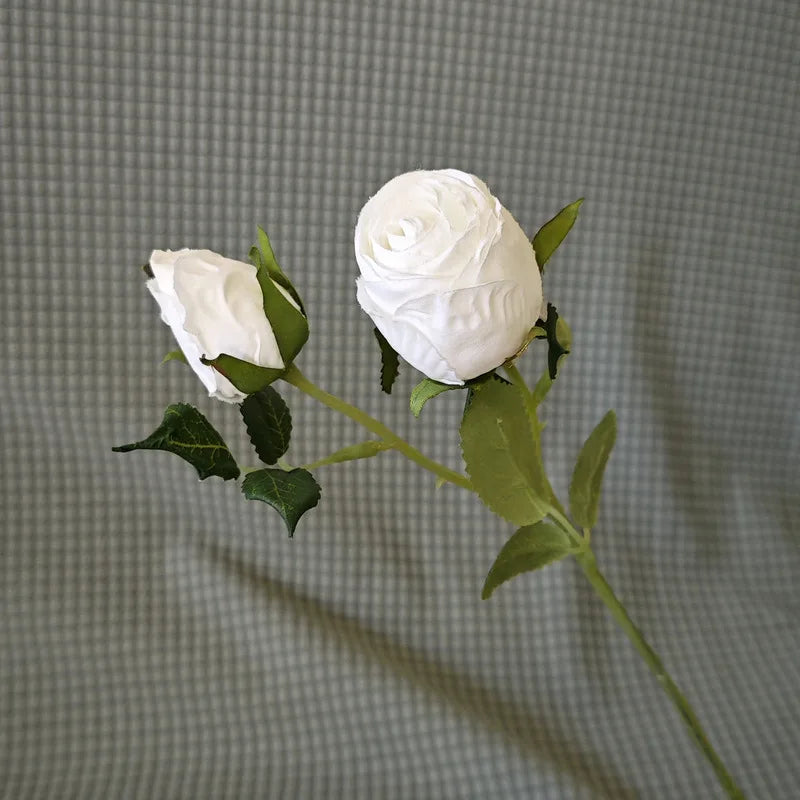 20pcs Burnt Edge Artificial Rose Stems | Dual-Head 34cm Décor Artificial Flower Stems Axl