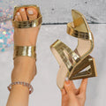 Women's Golden High-Heel Sandals – Patent PU Slip-On Slides High Heel Sandals Axl gold 37