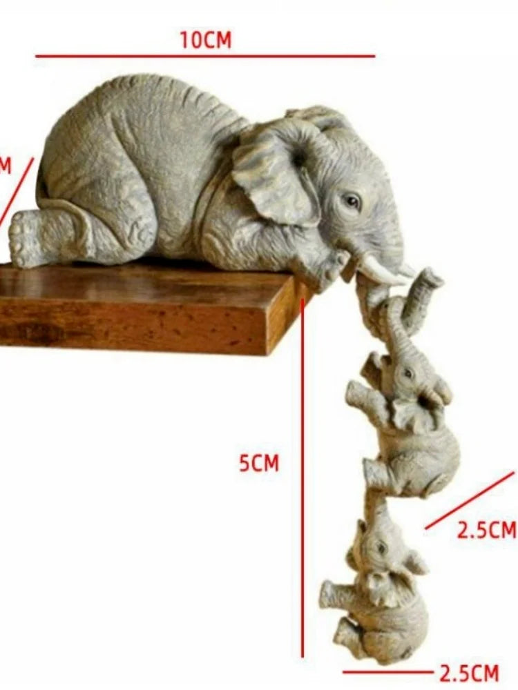 3-Piece Elephant Figurines Set – Resin Animal Home Décor Gift Decorative Figurine Set Axl