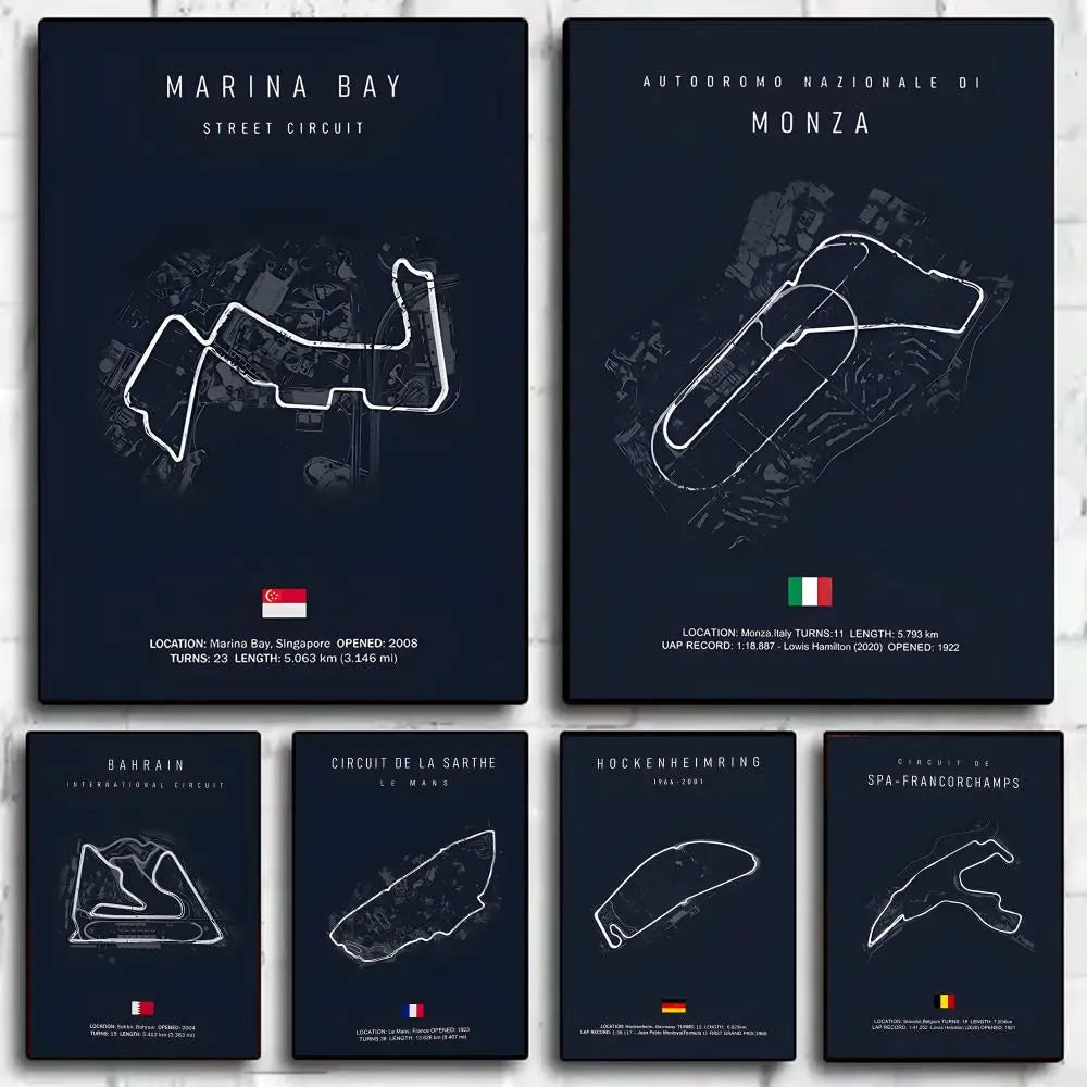 2025 Imola & Monaco Track Poster – Self-Adhesive Racing Wall Art Wall Art Poster Axl
