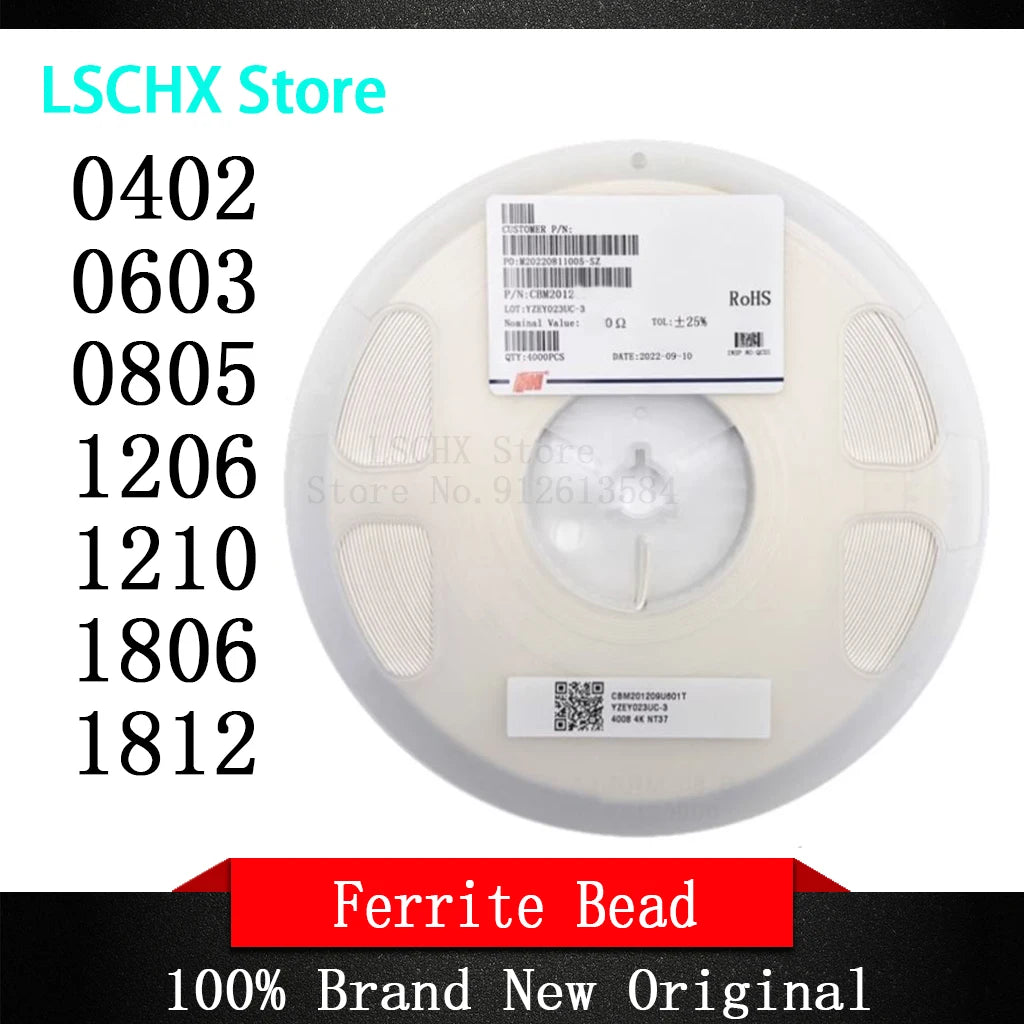 Full Roll SMD Ferrite Beads 0402–1206 | 0R to 1K Impedance SMD Ferrite Beads Axl 0603 4000pcs 1500R