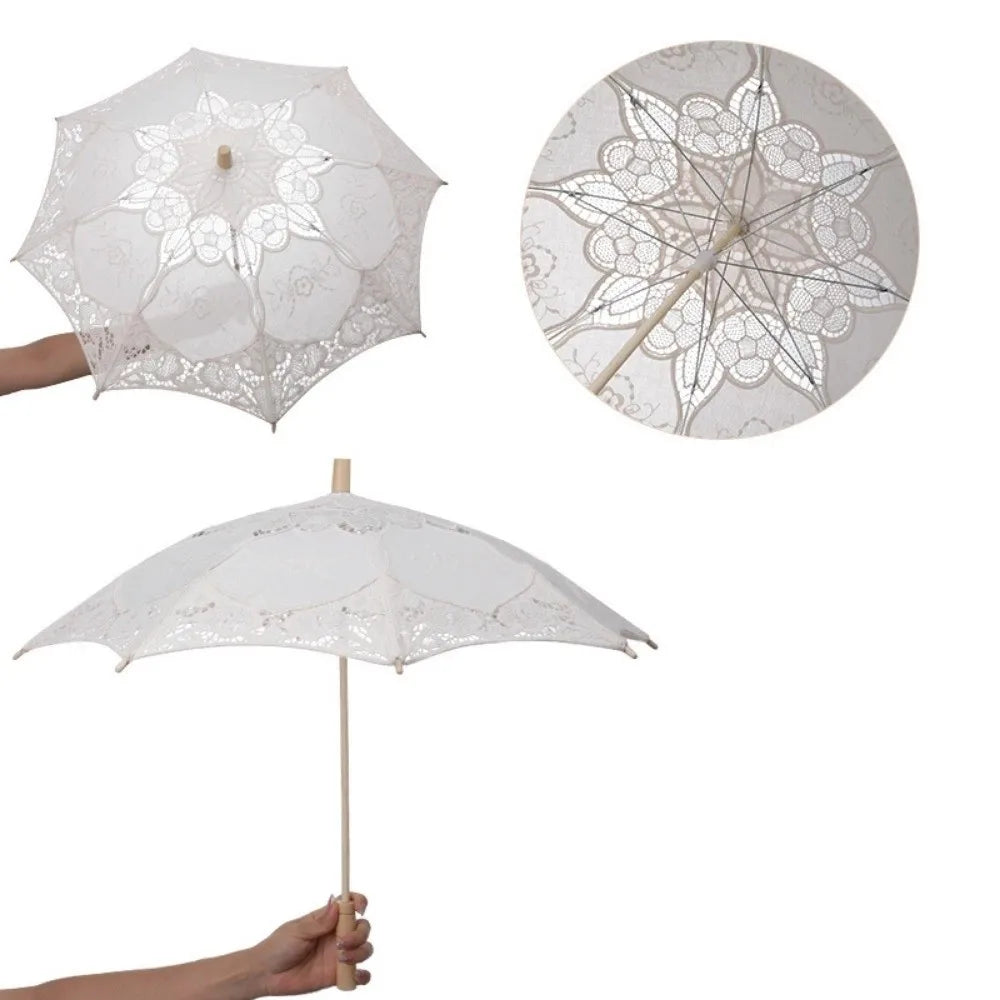 Lace Parasol Umbrella – Wedding Prop & Flower Girl Décor Decorative Lace Parasol Axl beige-53cm