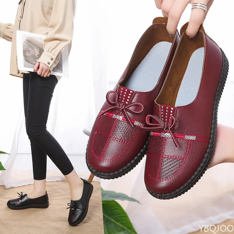 Women's Leather Loafers – Soft Slip-On Flat Casual Shoes Women's Flat Loafers Axl
