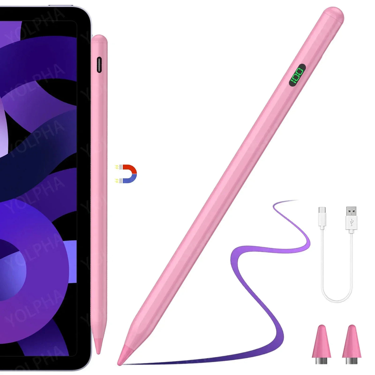 Universal Stylus Pen LED Power Display – iPad & Tablet Tablet Stylus Pen Axl Pink