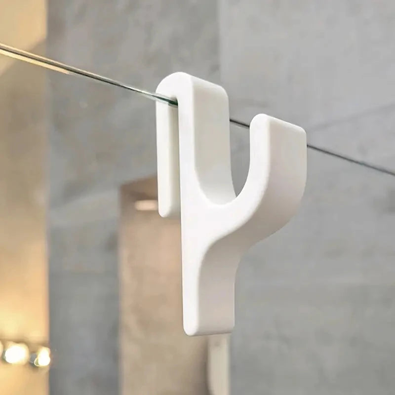 No-Drill Shower Door Hook for 8mm Glass – Towel & Robe Hanger Bathroom Door Hook Axl White