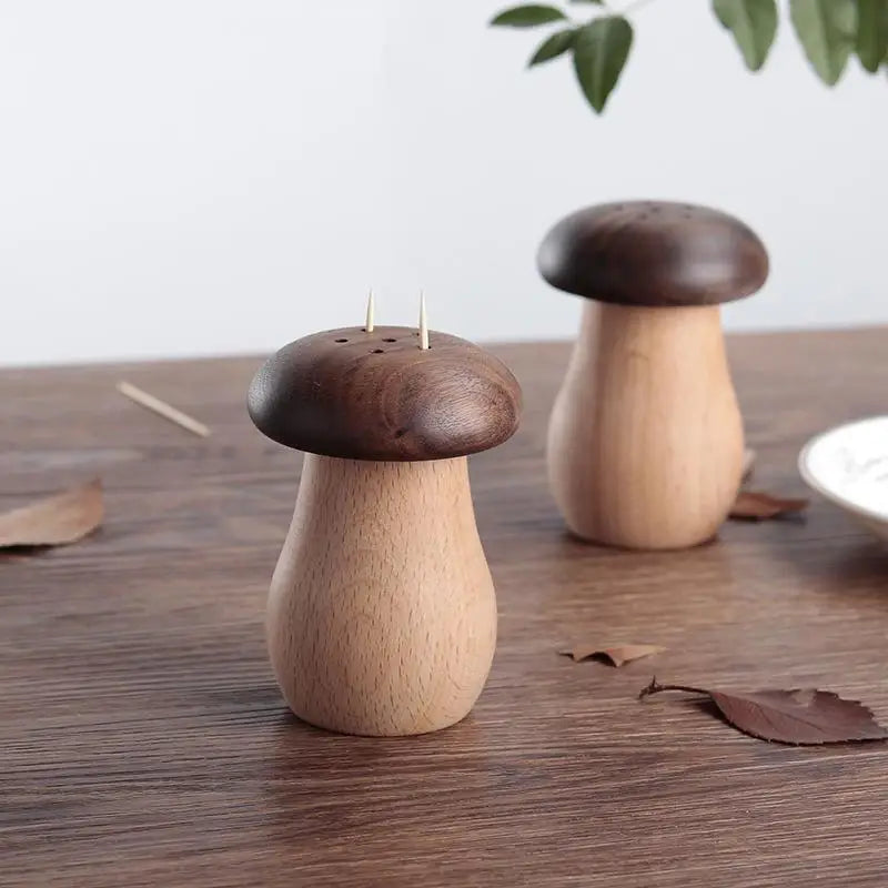 Solid Wood Mushroom Toothpick Holder – Retro Home Decor Toothpick Holder Axl