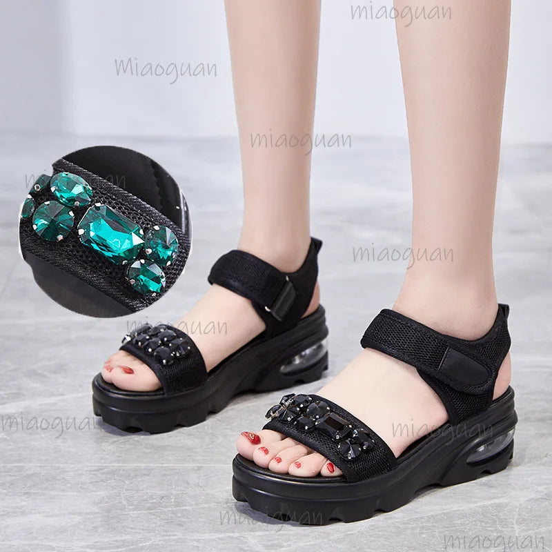 Women's Sequin Wedge Sandals – Chunky Platform Beach Heels Wedge Sandals Axl
