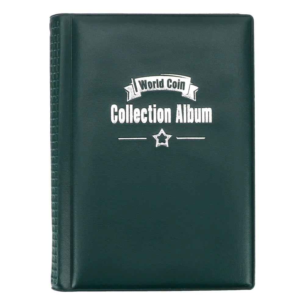 PU Leather Coin Collection Album – 60 or 120 Pocket Organizer Coin Collection Album Axl green