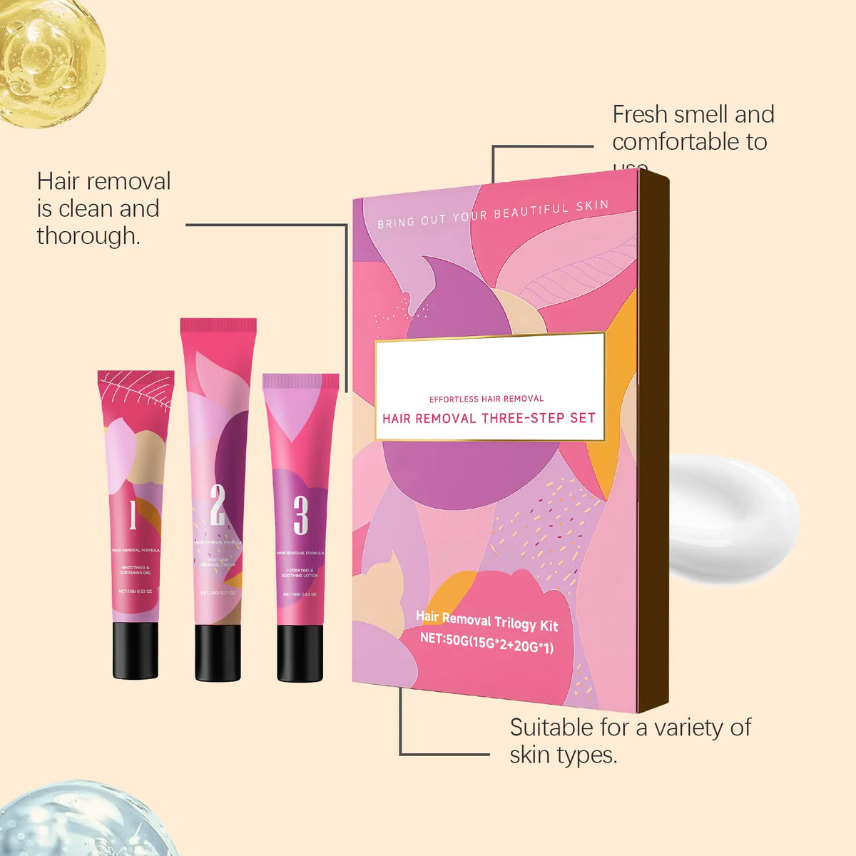 Women's Facial Hair Removal Kit – Depilatory Cream & Soothing Gel Depilatory Cream Kit Axl