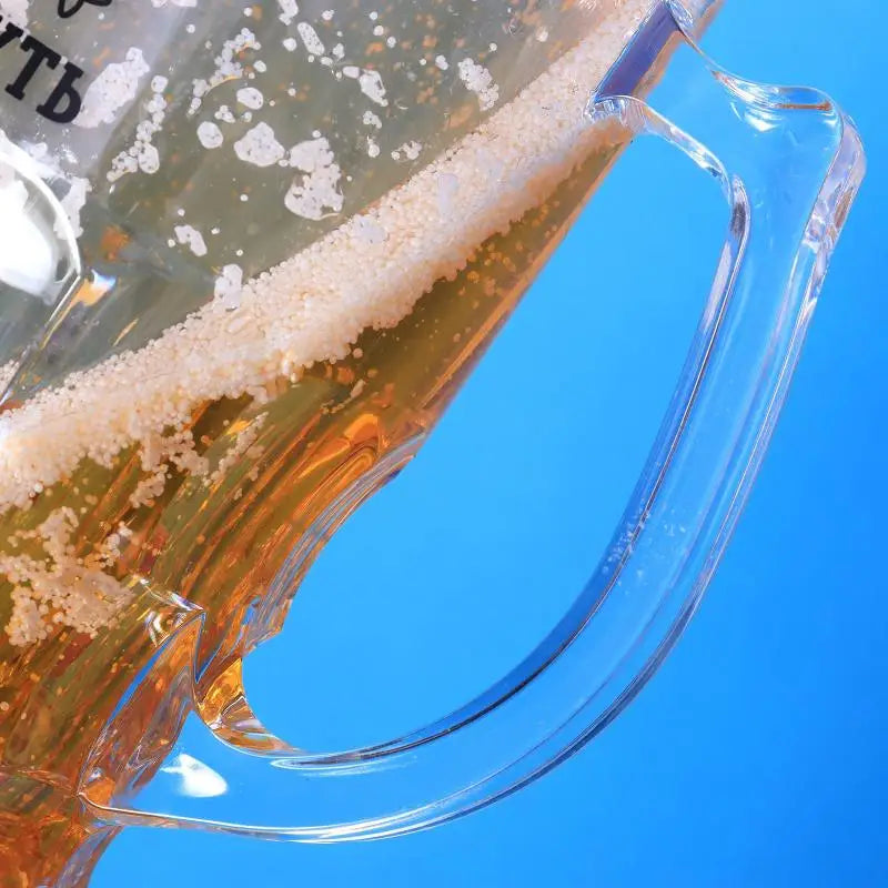 400ml Novelty Fake Beer Mug – Double Wall Clear Plastic Cup Novelty Party Cup Axl