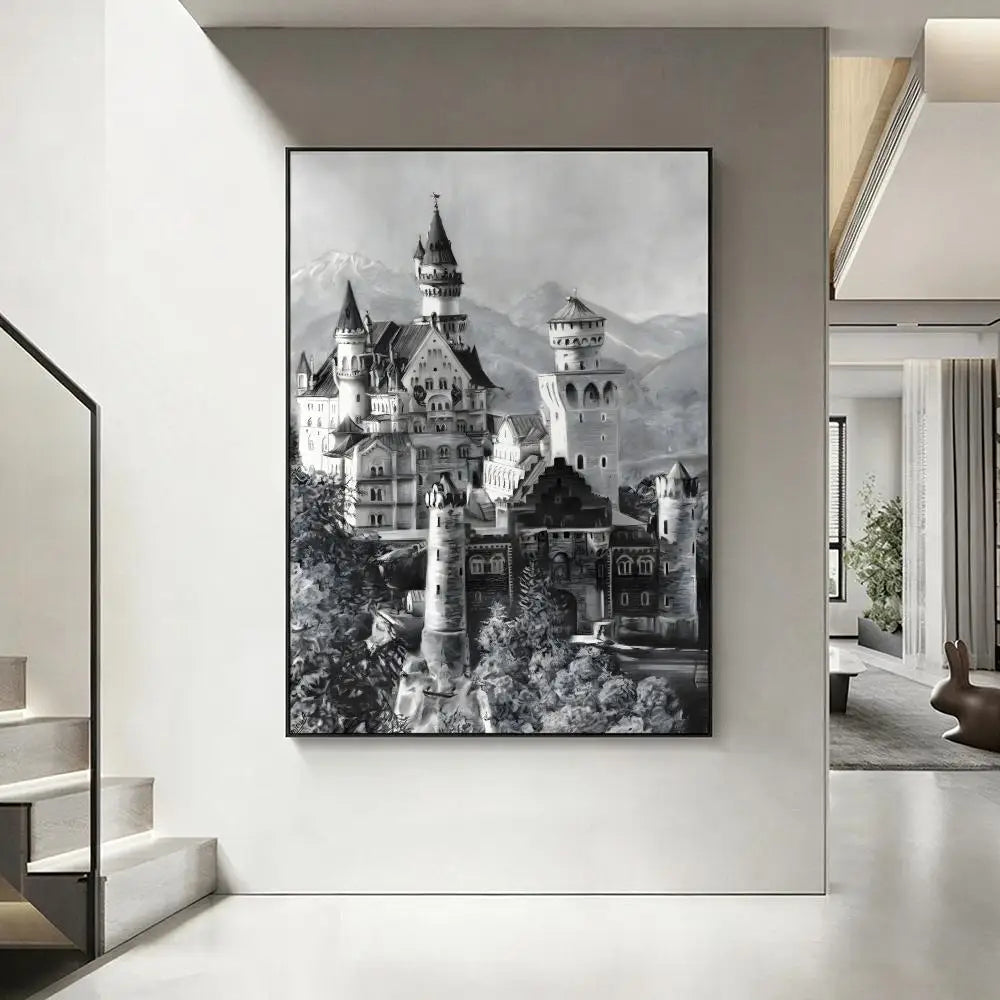 German Landmarks HD Wall Poster – Waterproof Sticky Home Decor Wall Art Poster Axl White3 40X50cmNoframe