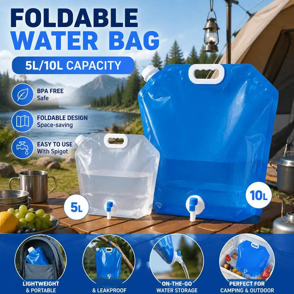 Foldable Camping Water Bag 5L & 10L – Collapsible Storage Bag Collapsible Water Bag Axl