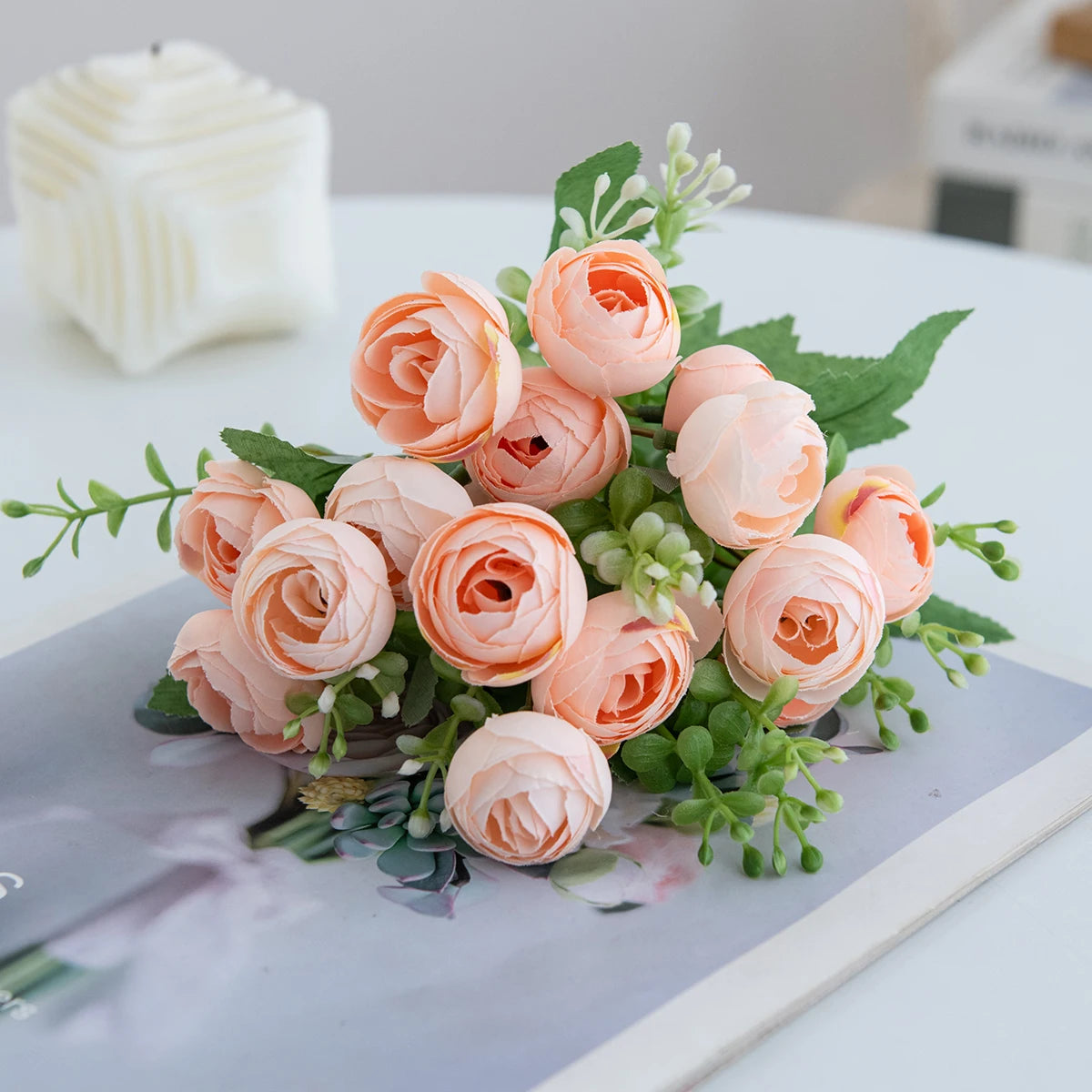 Artificial Silk Rose Bouquet – Wedding & Home Décor Gift Artificial Flower Bouquet Axl Champagne