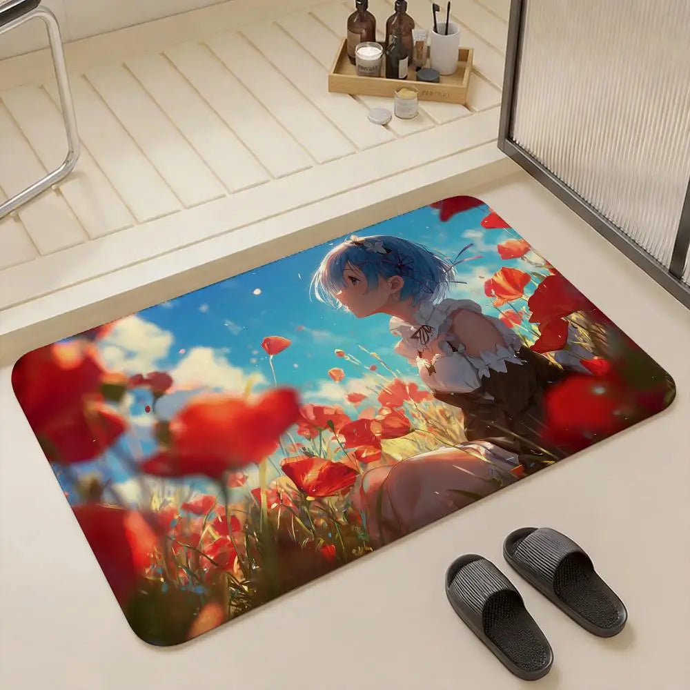 Re:Zero Flannel Floor Mat – Non-Slip Soft Plush Anime Rug Anime Floor Mat Axl