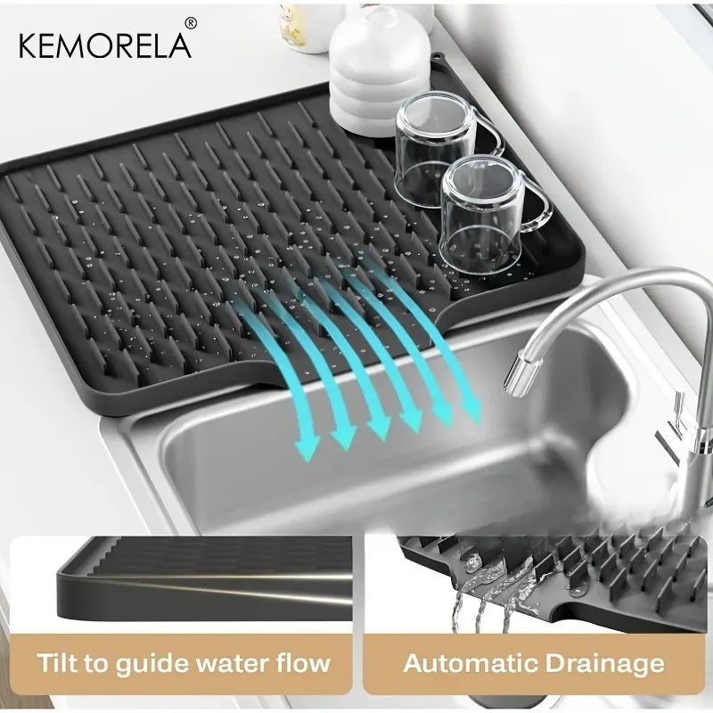 KEMORELA Silicone Drain Mat – Kitchen Countertop & Sink Mat Silicone Drain Mat Axl