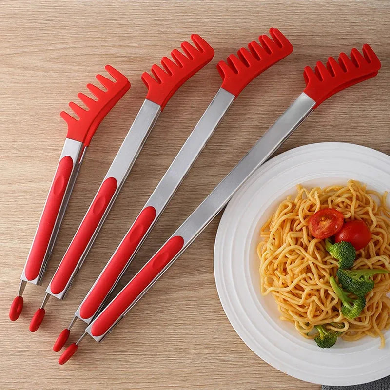 Stainless Steel Silicone Food Tongs – Heat Resistant BBQ Kitchen Clip Kitchen Tongs Axl