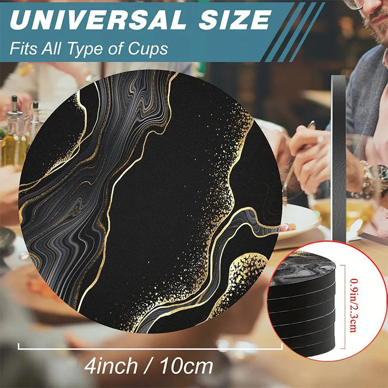 Non-Slip Absorbent Rubber Drink Coasters – Set of 6 Drink Coasters Set Axl