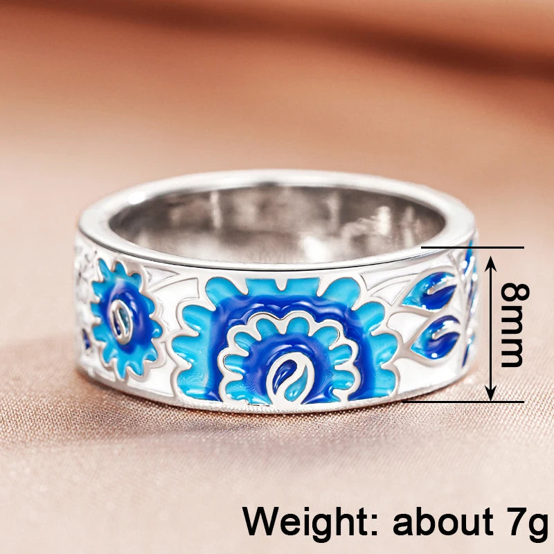 Huitan Blue Flower Ring for Women – Elegant Fashion Jewelry Fashion Ring Axl