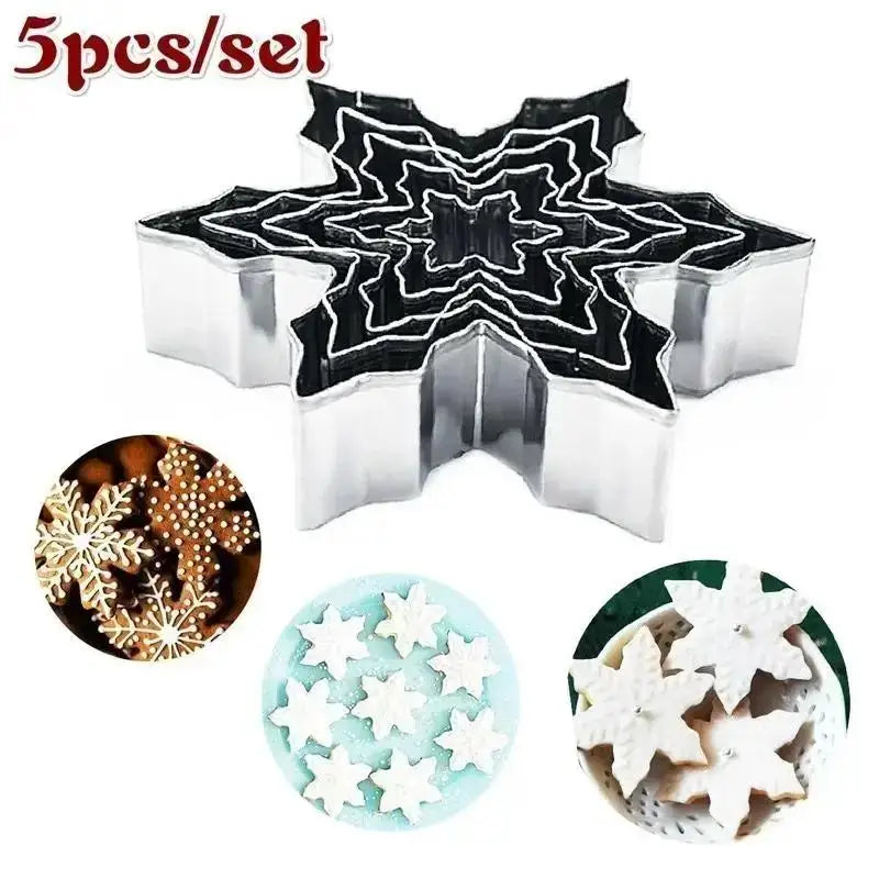5-Piece Snowflake Cookie Cutters – Stainless Steel Christmas Set Cookie Cutter Set Axl