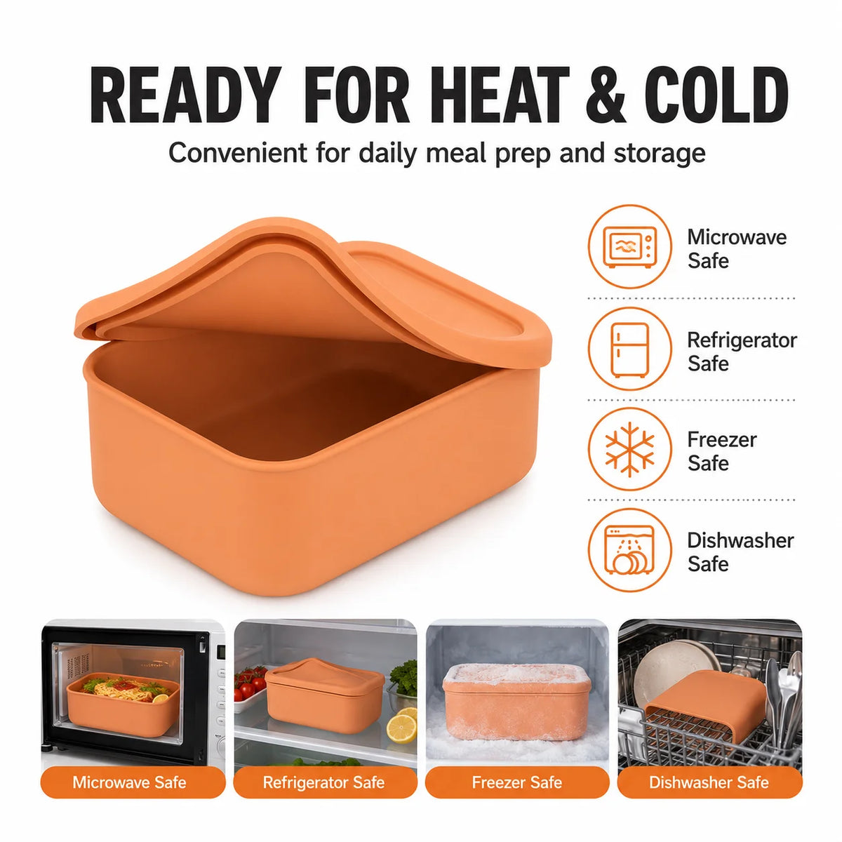 Uwhise 3-Piece Silicone Lunch Box Set | Microwave Safe 300–1300ml Silicone Lunch Box Set Axl