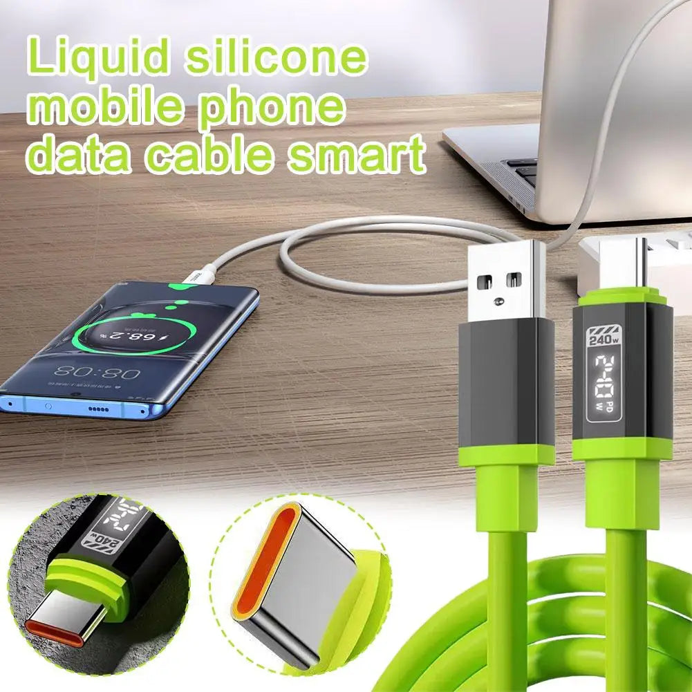 240W USB-C Liquid Silicone Fast Charging Cable – 1M & 2M USB-C Charging Cable Axl