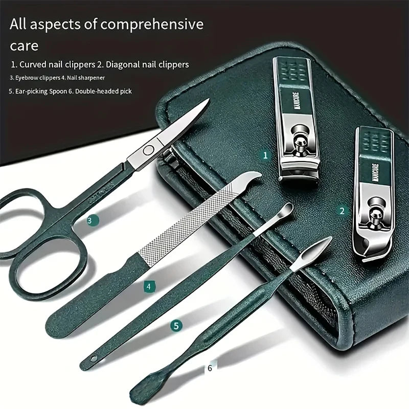 6-Piece Stainless Steel Manicure Set – Nail Scissors & Clippers Manicure Tool Set Axl