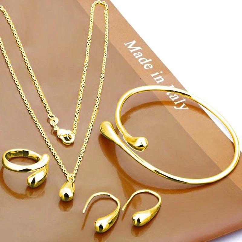 4-Piece Teardrop Jewelry Set – Necklace, Ring, Bracelet & Earrings Jewelry Set Axl
