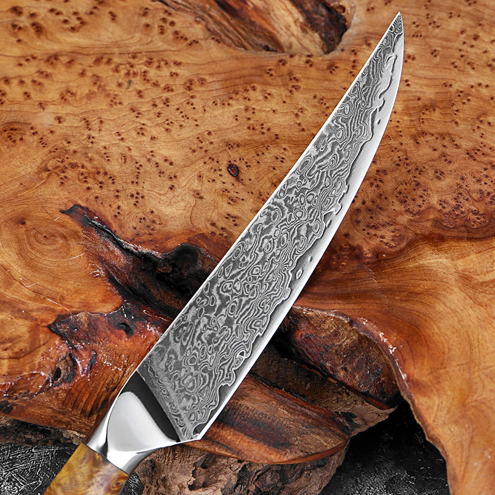 XITUO 5" Damascus Steel Japanese Petty Utility Knife | Full Tang Damascus Kitchen Knife Axl