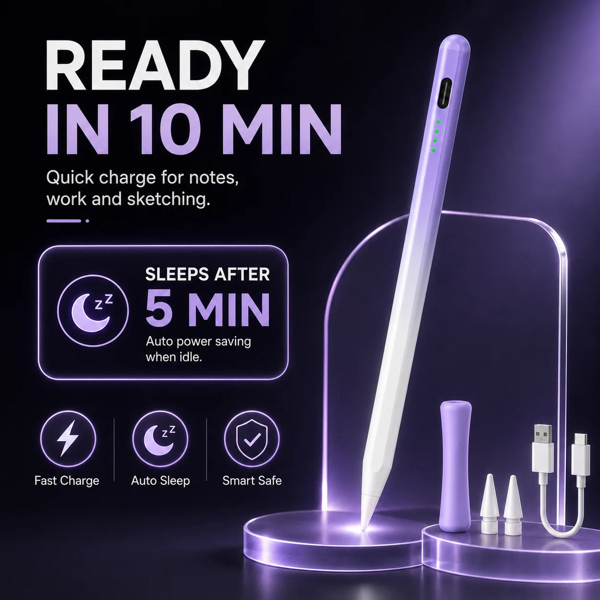 Magnetic Smart Stylus for iPad – USB-C Fast Charge & Palm Rejection iPad Stylus Pen Axl