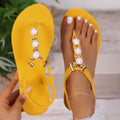Women's Bohemian Flat Sandals – Beaded Clip Toe Beach Shoes Flat Sandals Axl YELLOW 36