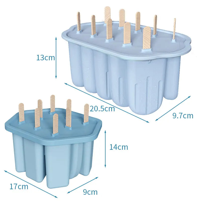 Silicone Popsicle Molds 8/10 Grid Ice Pop Maker + 50 Sticks Ice Pop Mold Set Axl