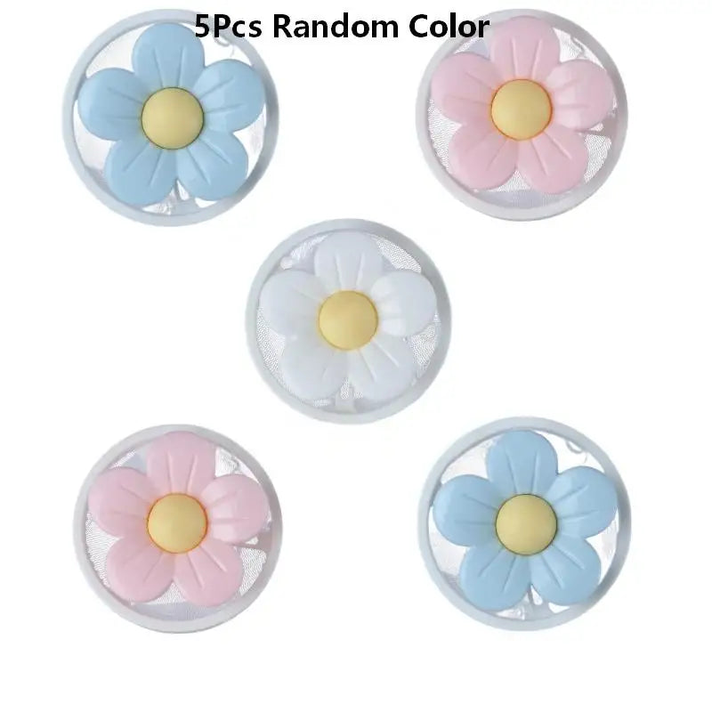 Floating Lint Collector – Flower Hair Filter for Washing Machine Laundry Lint Filter Axl 5Pcs Random Color