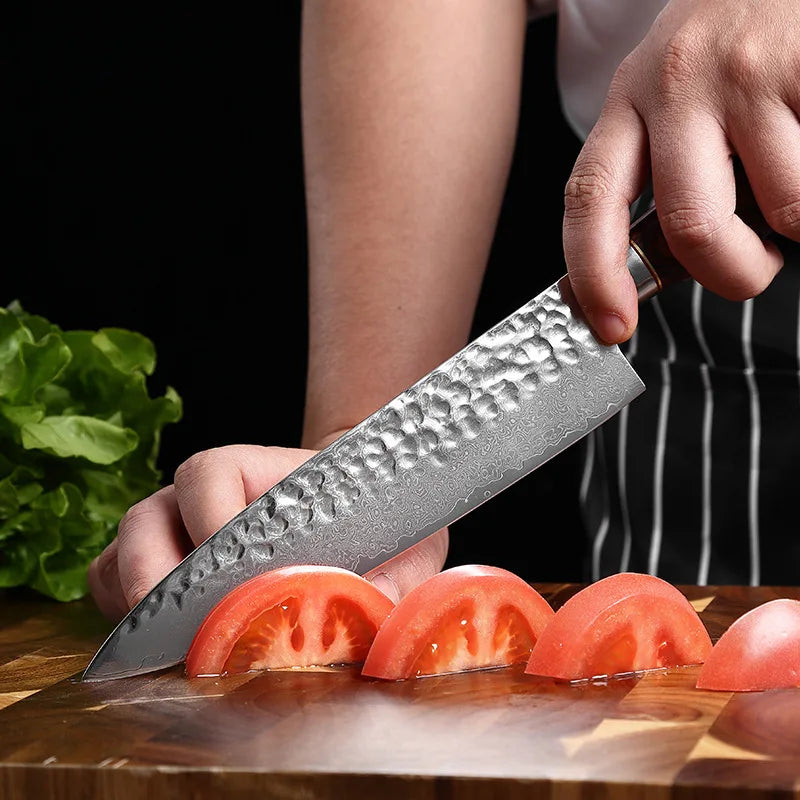 XUAN FENG Damascus Steel Chef Knife – 9" Wood Handle Damascus Chef Knife Axl