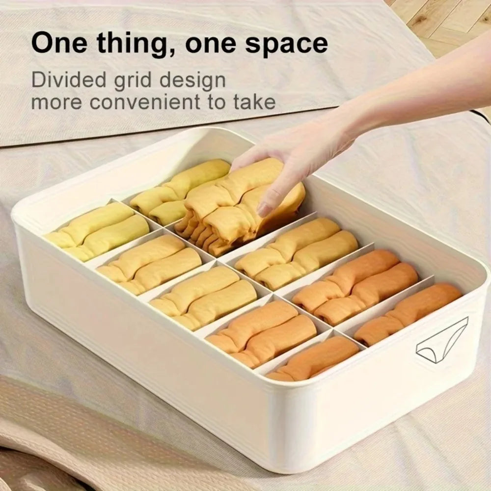 Transparent Lidded Underwear Storage Box with Compartments Wardrobe Storage Box Axl