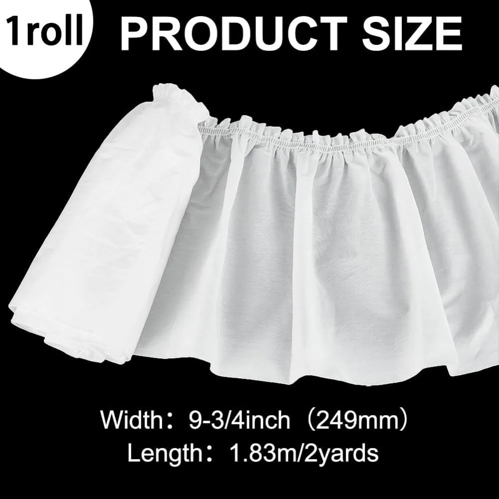 White Pleated Ruffle Lace Trim Ribbon 9¾" Wide – 2 Yards Ruffle Lace Trim Axl