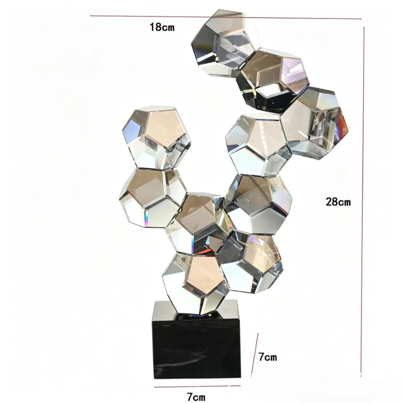 Luxury Crystal Geometric Sculpture | Modern Home Decor Art Crystal Sculpture Axl 18X7X28CM
