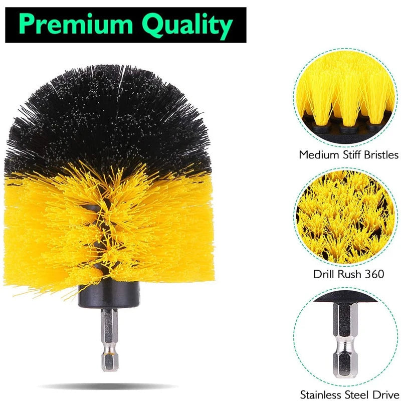 BALASHOV 3-Pc Drill Brush Kit – Power Scrubber Attachment Set Drill Brush Kit Axl