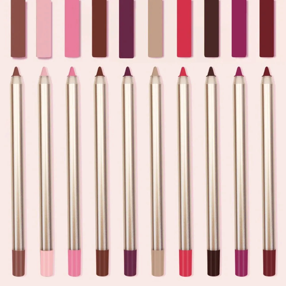 15-Color Waterproof Vegan Lip Liner Set – Nude & Long-Lasting Lip Liner Set Axl