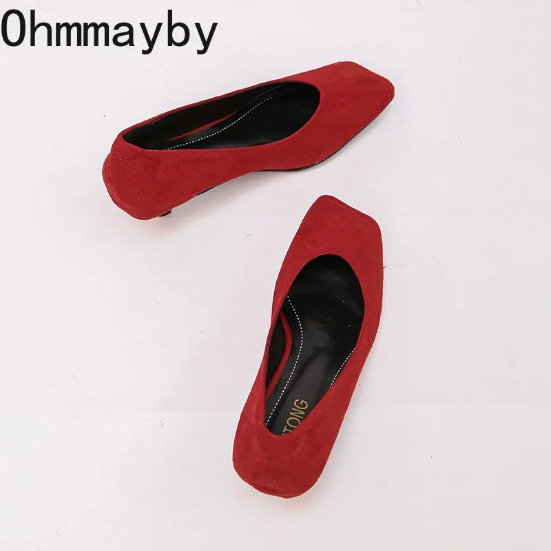 Women's Mary Jane Pumps – Square Toe Suede Slip-On Heels Mary Jane Pumps Axl