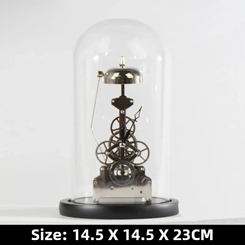 Luxury Mechanic Metal Desk Clock | Nordic Geometric Decor Decorative Desk Clock Axl Medium Size-Silver